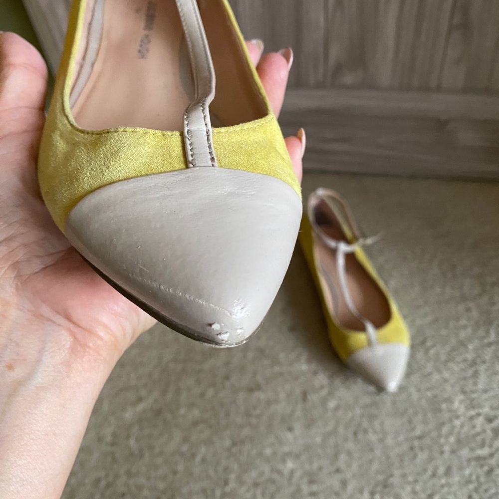 Sole Society x Julianne Hough Yellow and cream pointy toe flats - Picture 3 of 10